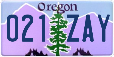 OR license plate 021ZAY