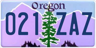 OR license plate 021ZAZ