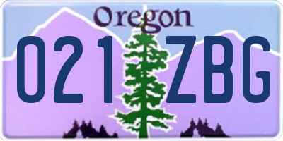 OR license plate 021ZBG