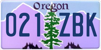 OR license plate 021ZBK
