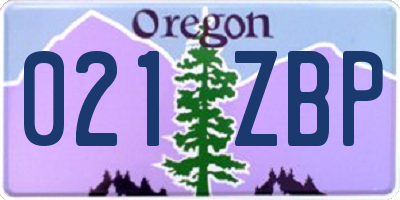 OR license plate 021ZBP