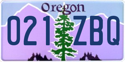 OR license plate 021ZBQ