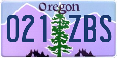 OR license plate 021ZBS