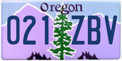 OR license plate 021ZBV