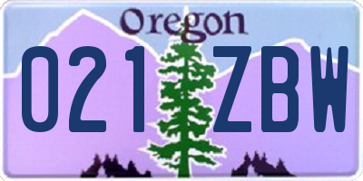 OR license plate 021ZBW