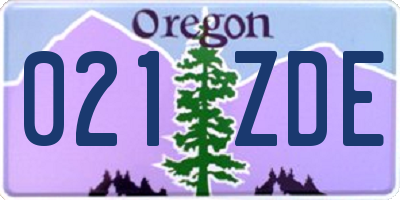 OR license plate 021ZDE