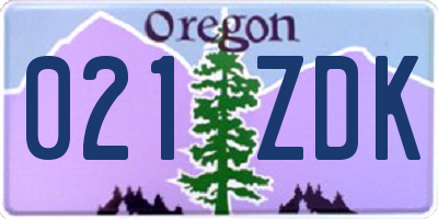 OR license plate 021ZDK