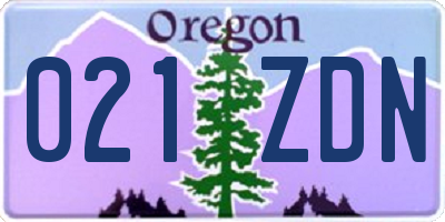 OR license plate 021ZDN
