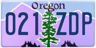 OR license plate 021ZDP