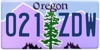 OR license plate 021ZDW