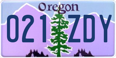 OR license plate 021ZDY