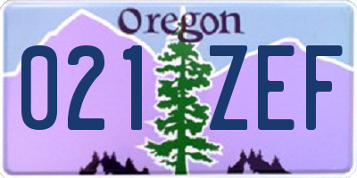 OR license plate 021ZEF