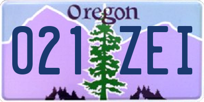 OR license plate 021ZEI