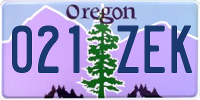 OR license plate 021ZEK