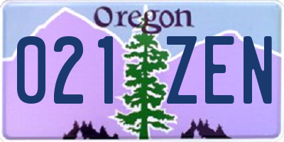 OR license plate 021ZEN