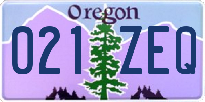 OR license plate 021ZEQ