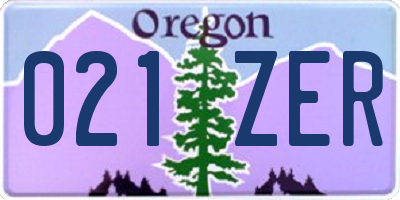 OR license plate 021ZER