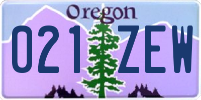 OR license plate 021ZEW
