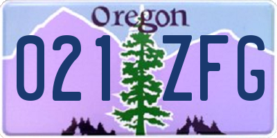 OR license plate 021ZFG