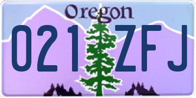 OR license plate 021ZFJ