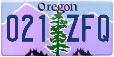 OR license plate 021ZFQ