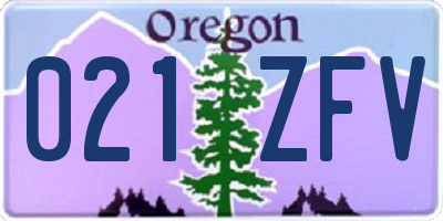 OR license plate 021ZFV