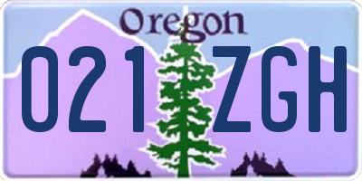 OR license plate 021ZGH