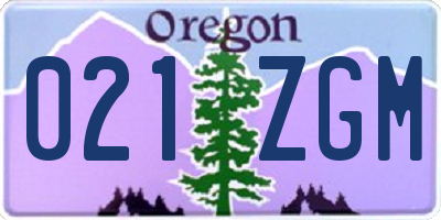OR license plate 021ZGM