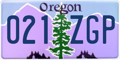 OR license plate 021ZGP