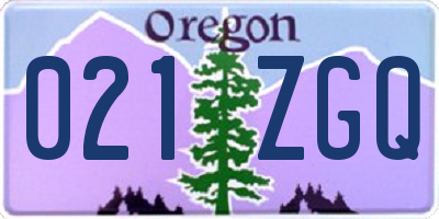 OR license plate 021ZGQ