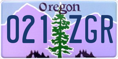 OR license plate 021ZGR