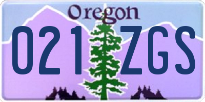 OR license plate 021ZGS