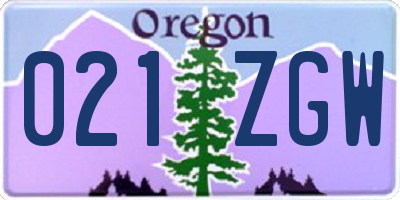 OR license plate 021ZGW