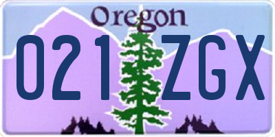 OR license plate 021ZGX
