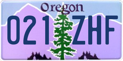OR license plate 021ZHF