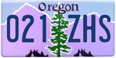 OR license plate 021ZHS