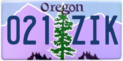 OR license plate 021ZIK