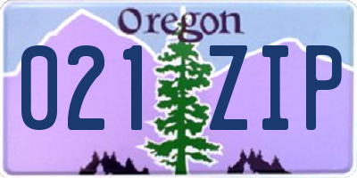 OR license plate 021ZIP