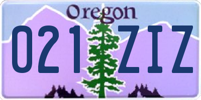 OR license plate 021ZIZ