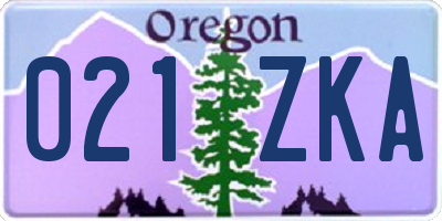 OR license plate 021ZKA
