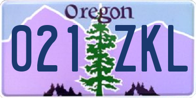OR license plate 021ZKL