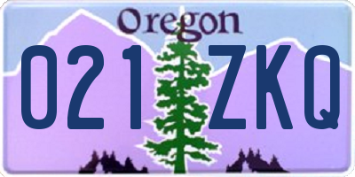 OR license plate 021ZKQ