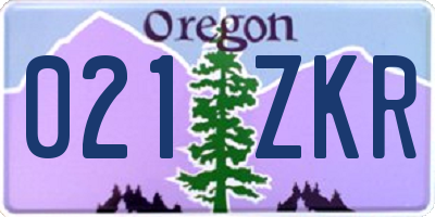 OR license plate 021ZKR