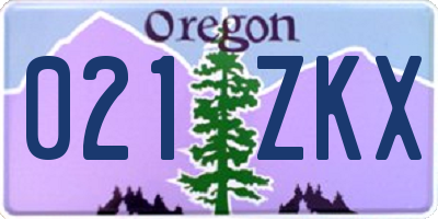OR license plate 021ZKX