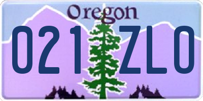 OR license plate 021ZLO