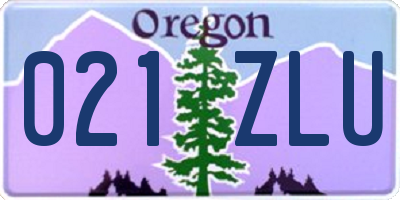 OR license plate 021ZLU