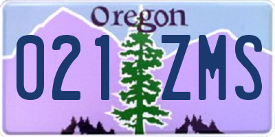 OR license plate 021ZMS