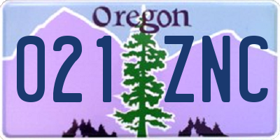 OR license plate 021ZNC