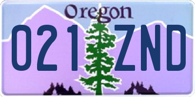 OR license plate 021ZND