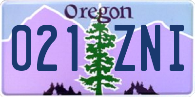 OR license plate 021ZNI